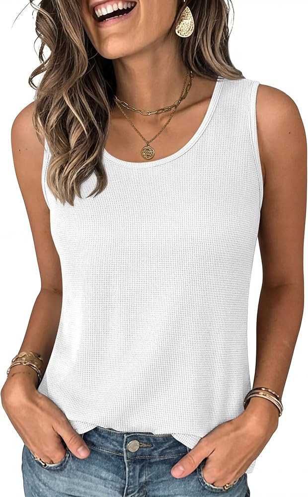 ANRABESS Women Waffle Knit Tank Tops Sleeveless Scoop Neck Flowy Casual Tunic Shirts 2026 Summer ... | Amazon (US)