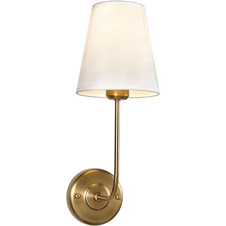 Linea di Liara Forma Gold Wall Sconce Wall Lighting Fixture White Fabric Shade Antique Brass Mode... | Amazon (US)