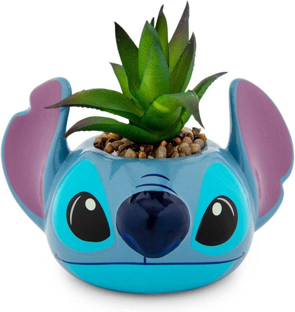 Disney Lilo & Stitch 3-Inch Ceramic Mini Planter with Artificial Succulent | Small Flower Pot, Fa... | Amazon (US)