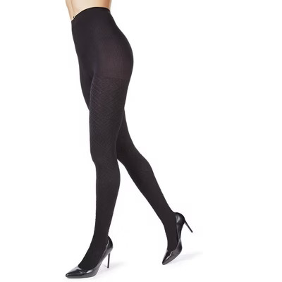 Memoi Diamond Fill Control Top Tights Black M-L | Target