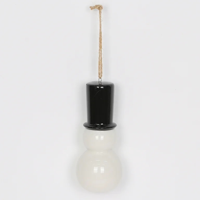 Black and White Ceramic Snowman Ornament, 5 in, by Holiday Time | Walmart (US)