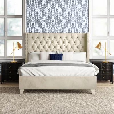 Jennie Upholstered Platform Bed Willa Arlo Interiors Size: King, Color: Cream | Wayfair North America