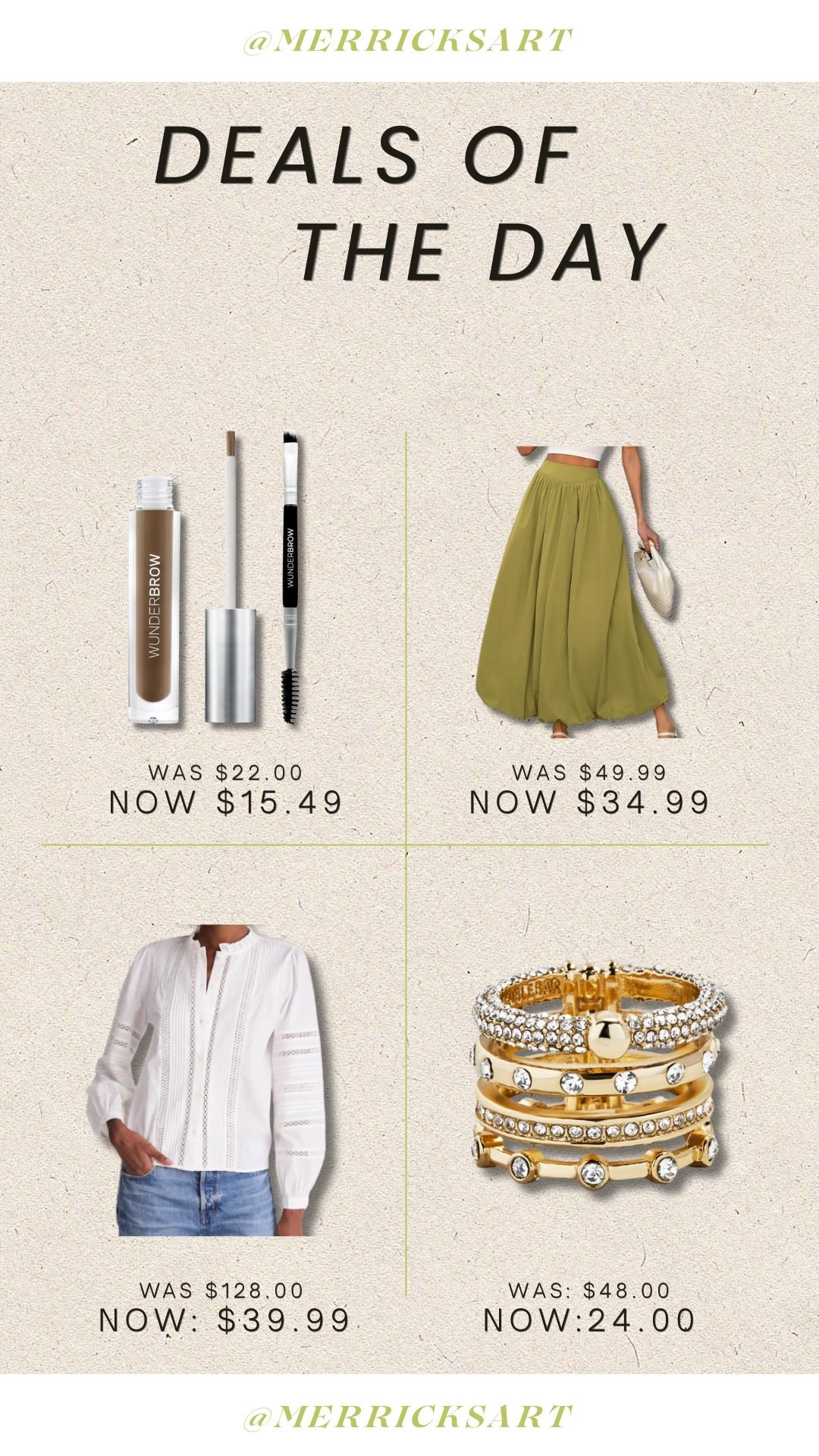 Deals of the day! My long time favorite brow gel, the chartreuse skirt I wore in NY, better than basic top, and the cutest bracelet stack!

#LTKSeasonal #LTKSaleAlert