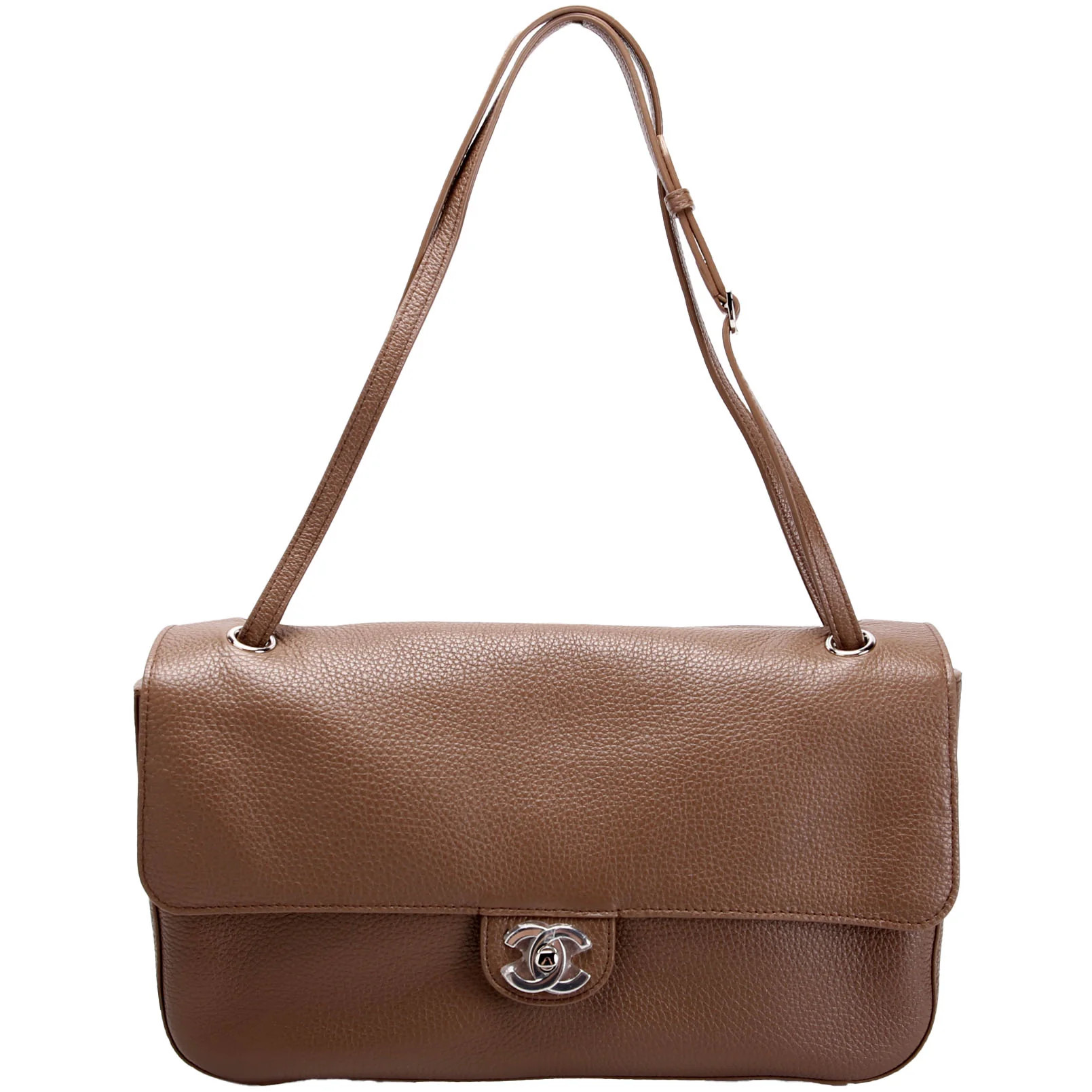 Maxi Souplissimo Small Flap Grained Calfskin Taupe | Keeks Designer Handbags