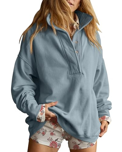 Gacaky Sweatshirt for Women Oversized Henley Neck Pullover Top Fall Outfits | Amazon (US)