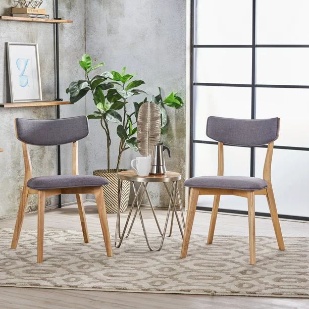 Noble House Sadie Dark Grey Oak Finish Dining Chairs (Set of 2) | Walmart (US)