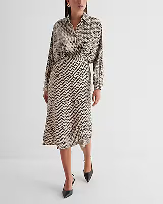 Printed Half Button Up Midi Portofino Shirt Dress | Express