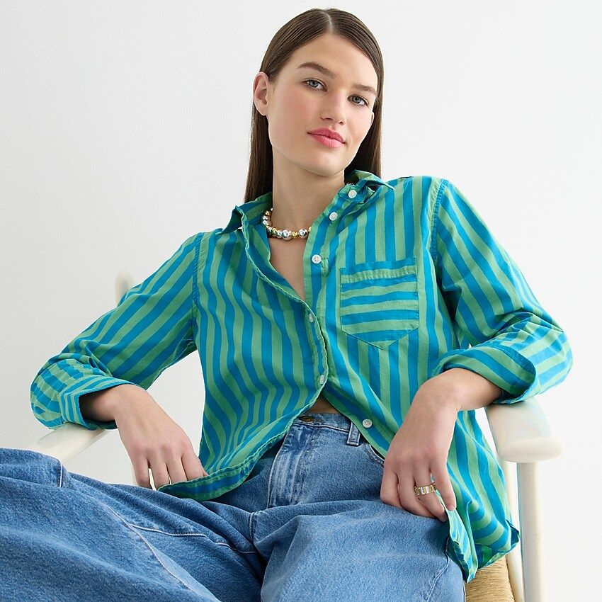 Classic-fit cotton poplin shirt in stripe | J.Crew US