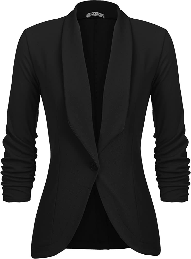 Beyove Women's 3/4 Stretchy Ruched Sleeve Open Front Lightweight Work Office Blazer Jackets (S-3X... | Amazon (US)