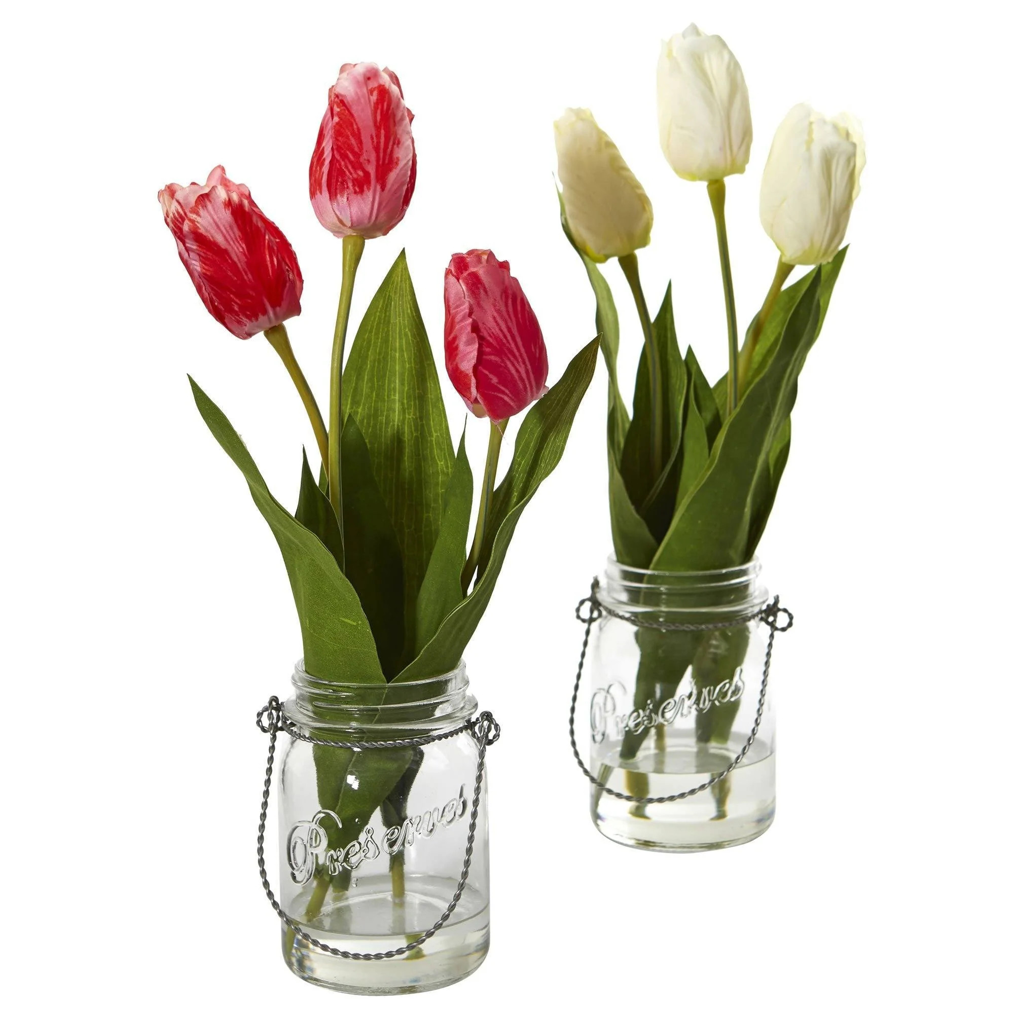 Tulip Artificial Arrangement in Jar (set of 2) | Nearly Natural | Nearly Natural