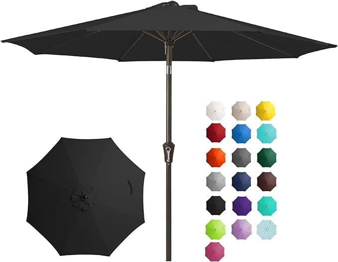 JEAREY 9FT Outdoor Patio Umbrella Outdoor Table Umbrella with Push Button Tilt and Crank, Market ... | Amazon (US)