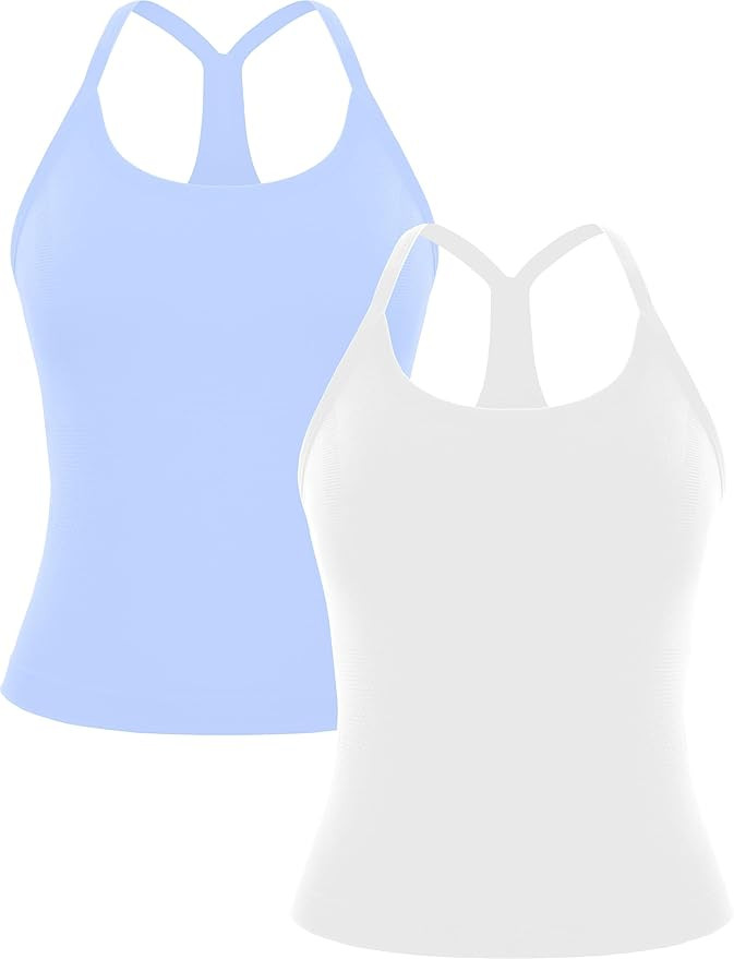 MathCat Workout Tank Tops for Women with Built in Bra, Sleeveless Gym Tops Seamless Racerback Ath... | Amazon (US)
