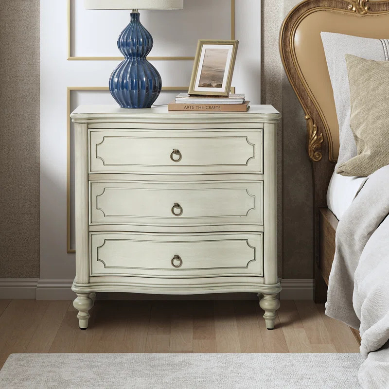 Charlton Home® Elfine Storage Traditional Nightstand with Charging Station and Solid Wood Legs M... | Wayfair North America