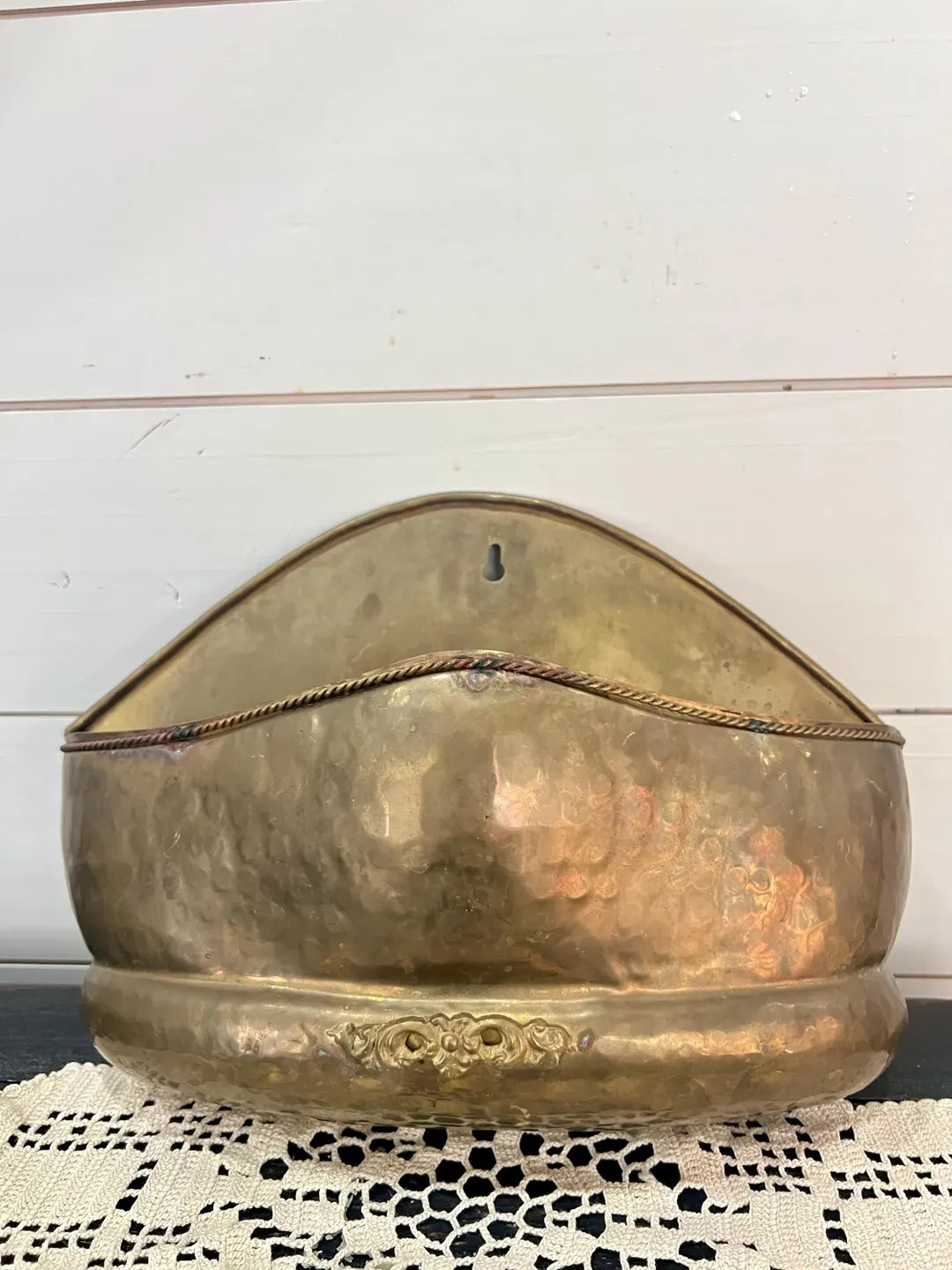 Vintage Hammered Brass Wall Pocket Planter - Etsy | Etsy (US)