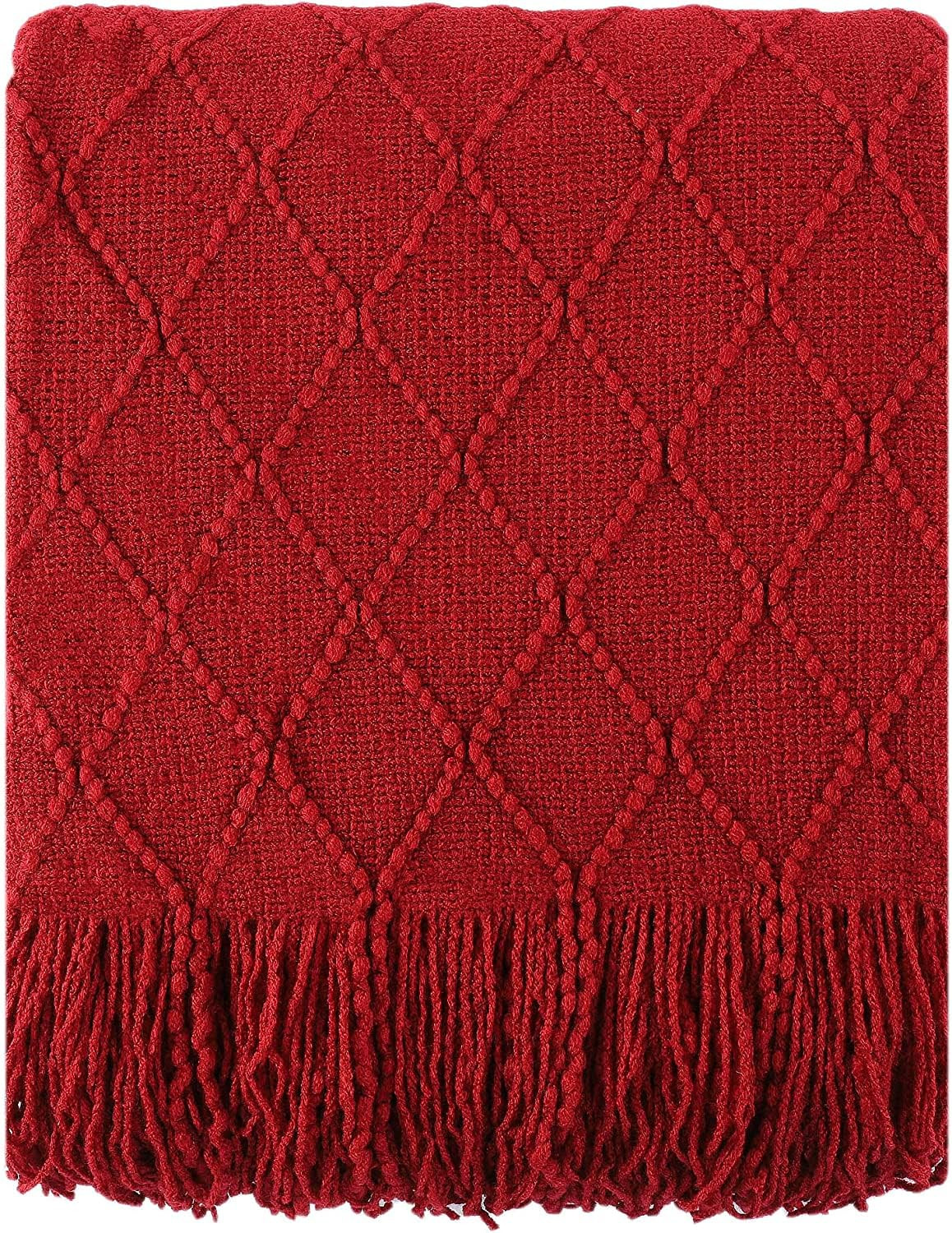 BATTILO HOME Red Throw Blanket Geometric Pattern Indoor Outdoor Lightweight Knitted Throws for So... | Amazon (CA)