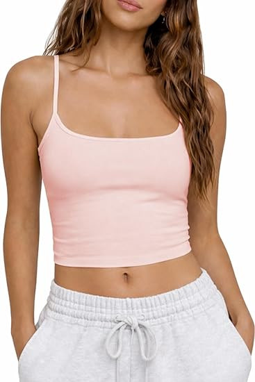 CHYRII Womens Tank Tops with Built in Bras Summer Cropped Sleeveless Square Neck Going Out Basic ... | Amazon (US)