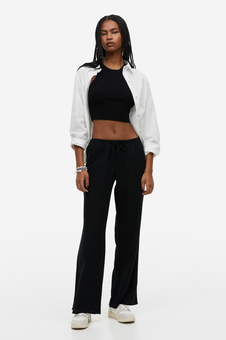 Wide-leg Pants - Black - Ladies | H&M US | H&M (US + CA)