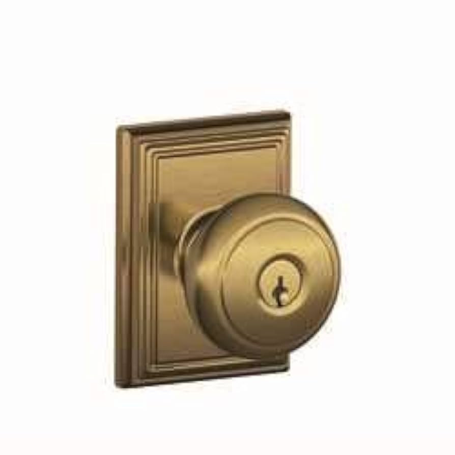 Schlage F51AAND609ADD Antique Brass Andover Keyed Entry F51A Panic Proof Door Knob with Addison R... | Amazon (US)