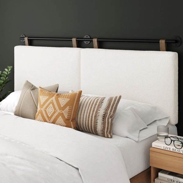 Charlie Boucle Headboard | King Size | Wall-Mount Rail | Nathan James