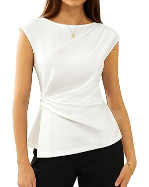 GRACE KARIN Womens 2026 Spring Short Sleeve Tops, Dressy Casual Crew Neck Peplum Shirts, Trendy T... | Amazon (US)