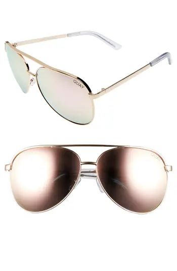 Women's Quay Australia Vivienne 64Mm Aviator Sunglasses - Gold / Rose Mirror | Nordstrom
