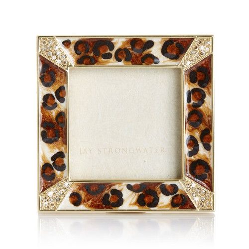 Jay Strongwater Leopard Spotted Pave Corner 2" Square Frame | Gracious Style