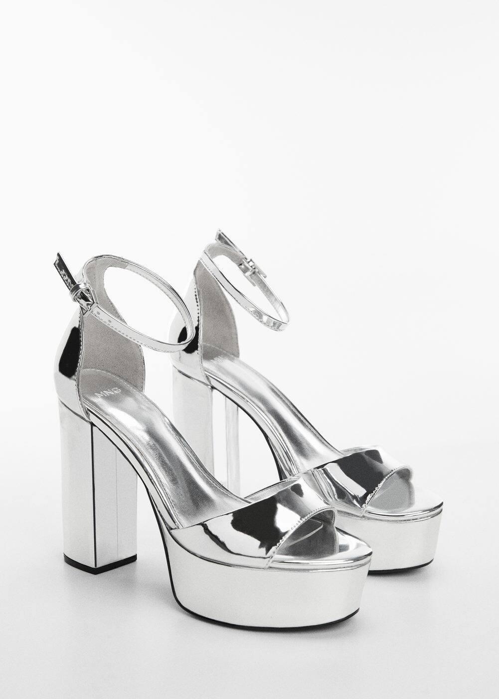 Metallic heel sandals -  Women | Mango USA | MANGO (US)