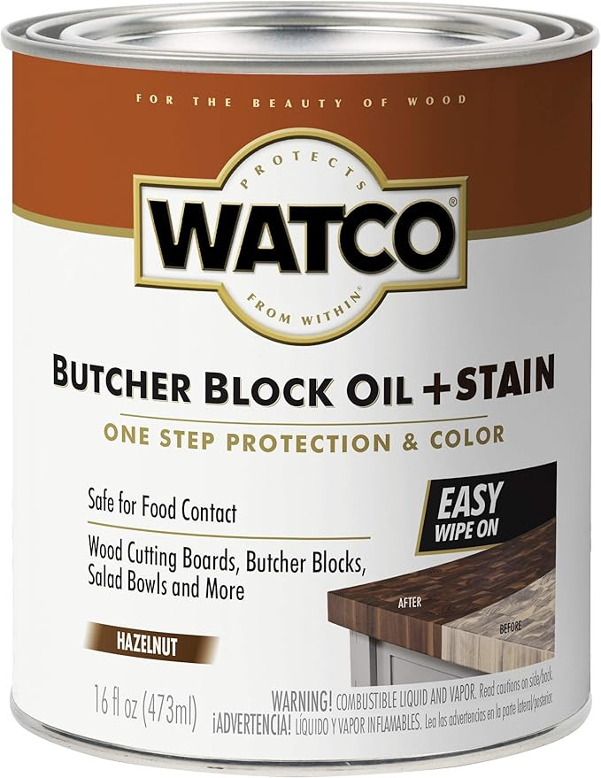 Watco 359024 Butcher Block Oil Plus Stain, 16 Ounce, Hazelnut, 16 Ounce | Amazon (US)