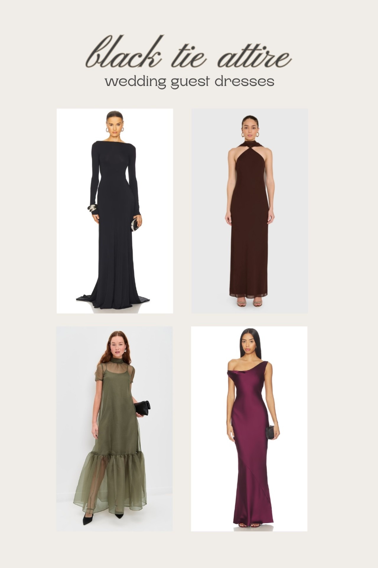 [3/6/26] wedding guest dresses | black tie attire 🖤 @Revolve @Shopbop @Reformation 

#LTKSeasonal #LTKootd #LTKWedding