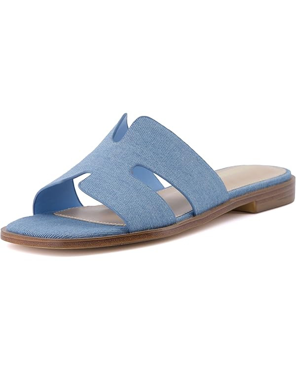 CUSHIONAIRE Voyage Cutout Strap Slides for Women, Slip On Summer Flats, Trendy Footwear, Comforta... | Amazon (US)