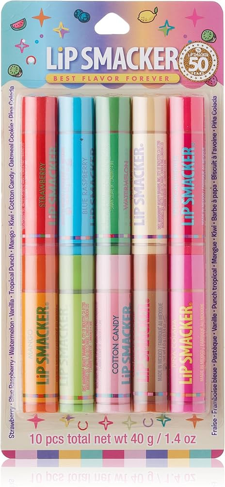 Lip Smacker Original & Best 10 Piece Lip Balm Party Pack Oatmeal Cookie, Vanilla, Mango, Watermel... | Amazon (CA)