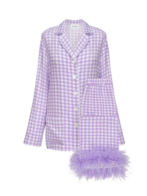 Lavender Gingham Party Pyjamas | Beach Flamingo