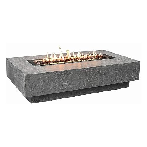 Hampton Fire Table Outdoor Fire Pit 56" x 32" Cast Concrete Firepit Includes Lava Rocks 45,000 BTUs Outdoor Fireplace for Patio Furniture Set, Deck, Porch, Outdoor Heater - Natural Gas | Amazon (US)