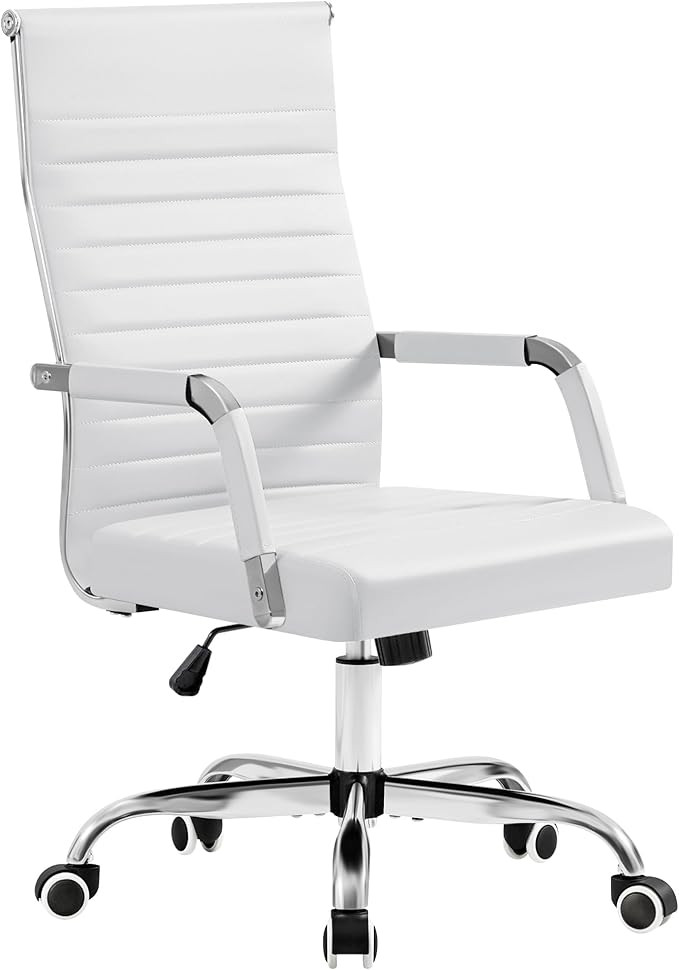 Furmax Ergonomic Office Desk Chair, Executive Ribbed Mid-Back PU Leather Conference Room Chair Ad... | Amazon (US)