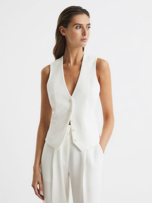 Reiss White Tatum Tailored Waistcoat | Reiss UK