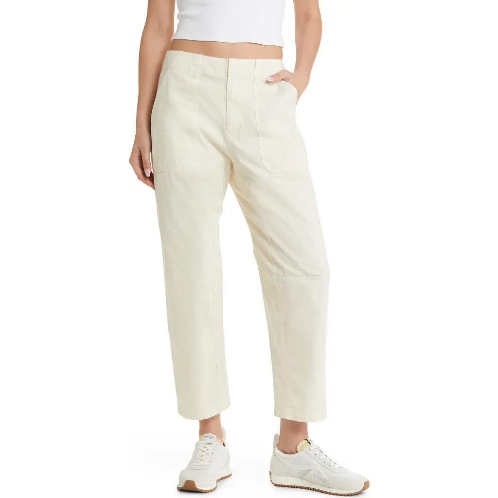 rag & bone Leyton Crop Cotton Work Pants in Ivory at Nordstrom Rack, Size 12 | Nordstrom Rack