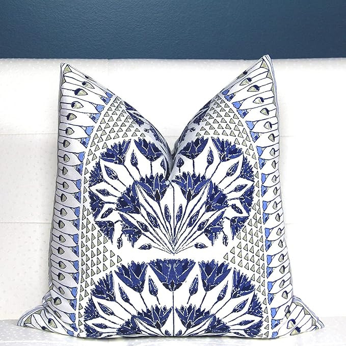 Sistger Blue and White Cushion Cover Thibaut Cairo Anna French Pillowcase Accent Pillow for Sofa ... | Amazon (US)