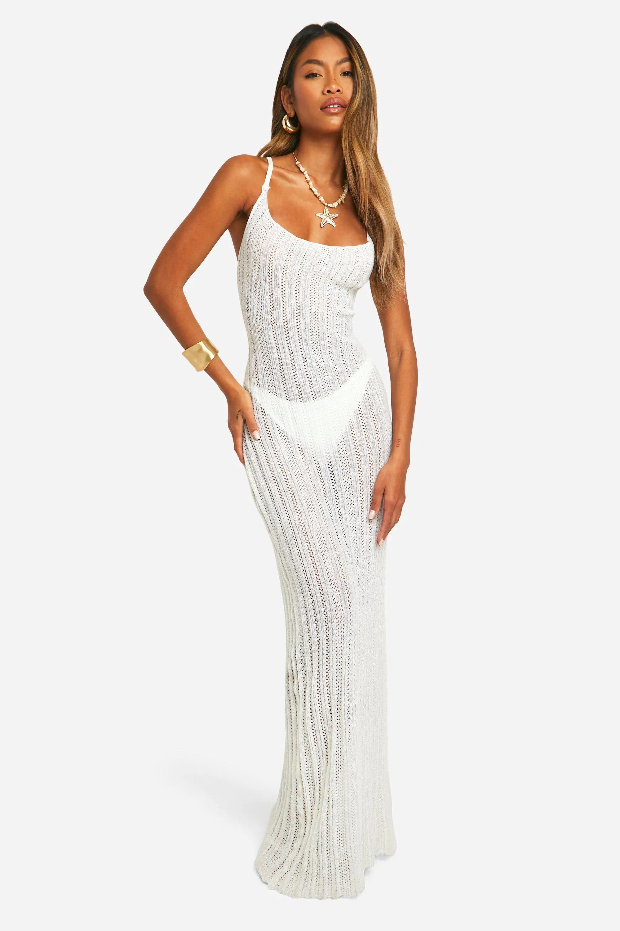 Dresses | Crochet Ladder Cowl Neck Knitted Maxi Dress | boohoo | Boohoo.com (UK & IE)