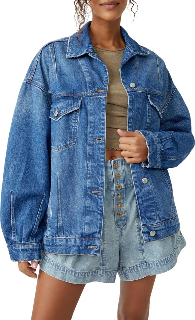 All In Oversize Distressed Denim Trucker Jacket | Nordstrom