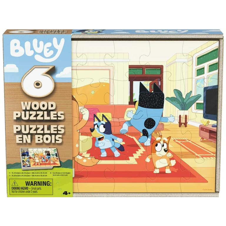 Spin Master Games, 6-Pack Of Bluey Wood Jigsaw Puzzles for Kids Ages 3 and up | Walmart (US)