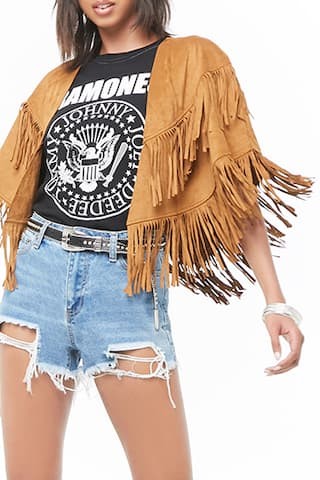 Faux Suede Fringe Poncho | Forever 21 (US)