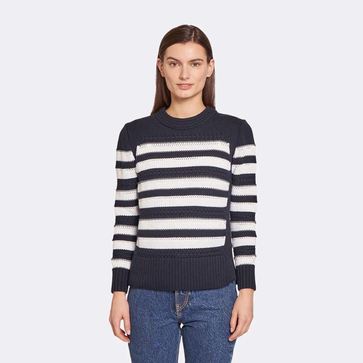 Mixed Stitch Stripe Crew | Autumn Cashmere | Autumn Cashmere