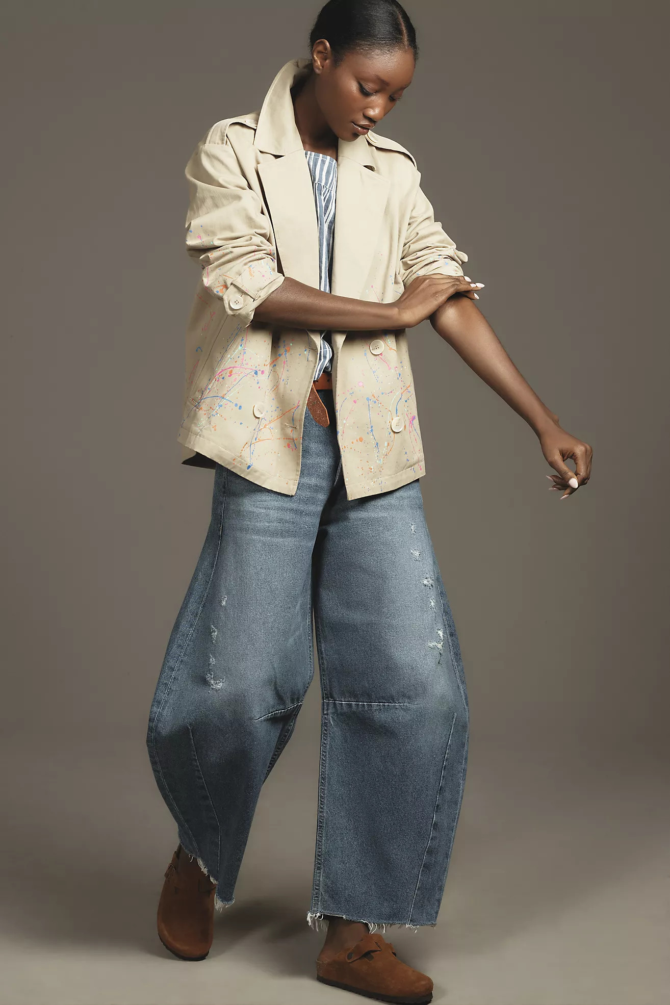 DOLAN Paint Splatter Cropped Trench Coat | Anthropologie (US)