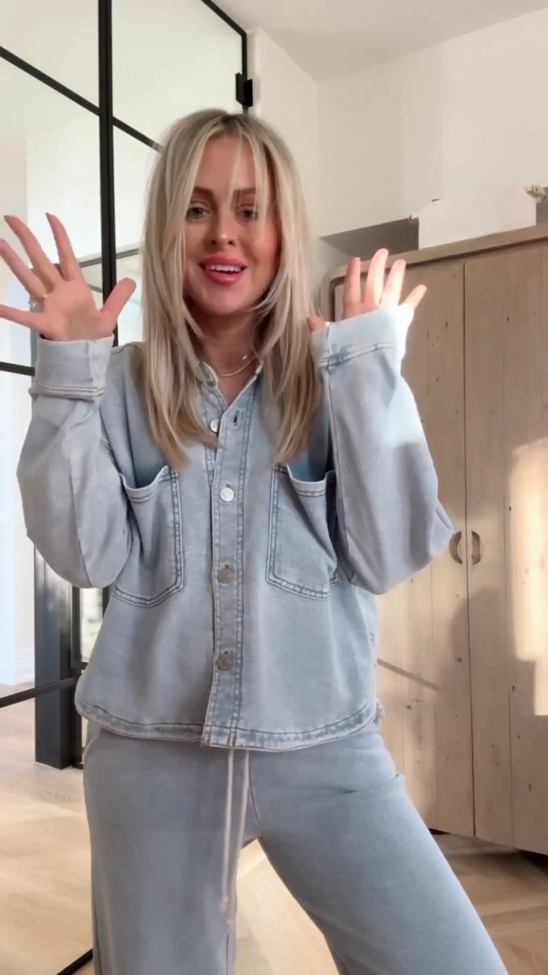 New colors! Dark denim too! 
Top is actually as Shacket but linking shirt options too! I did mediums in both pieces- sold as separates! I’ll be wearing this top a LOT and as a jacket too! So soft and CUTE. 🤍🤍🤍
Lip shade💋: shimmer candy apple and try code: LAURENL15 

Denim. Chambray. Set. Sandals. Miumiu. Trending. New. Resort wear. 
Travel outfit  

#LTKOver40 #LTKSeasonal #LTKTravel