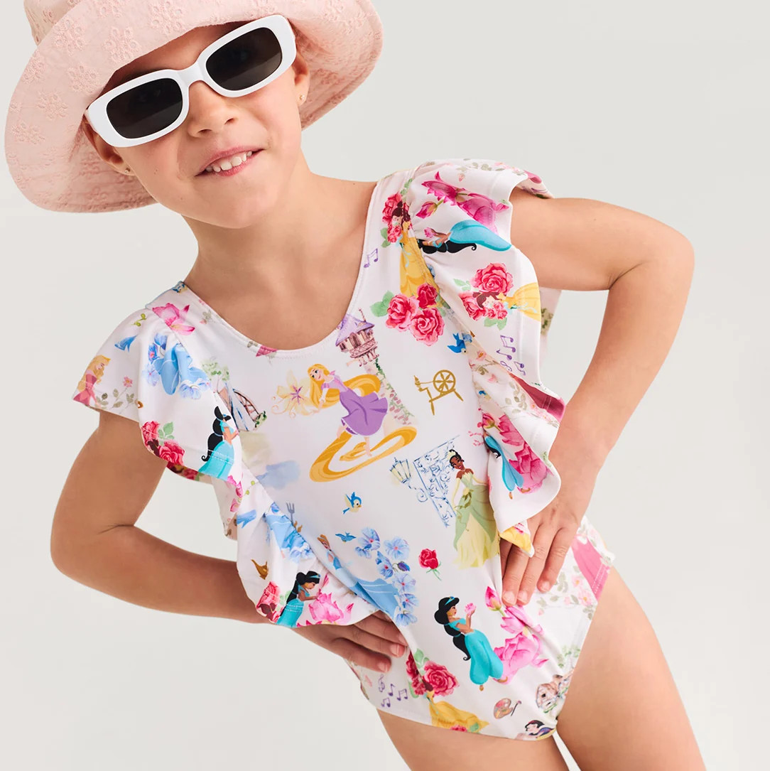 Fairytale Yellow Girls One Piece Swimsuit | Disney Princess Ball | Posh Peanut