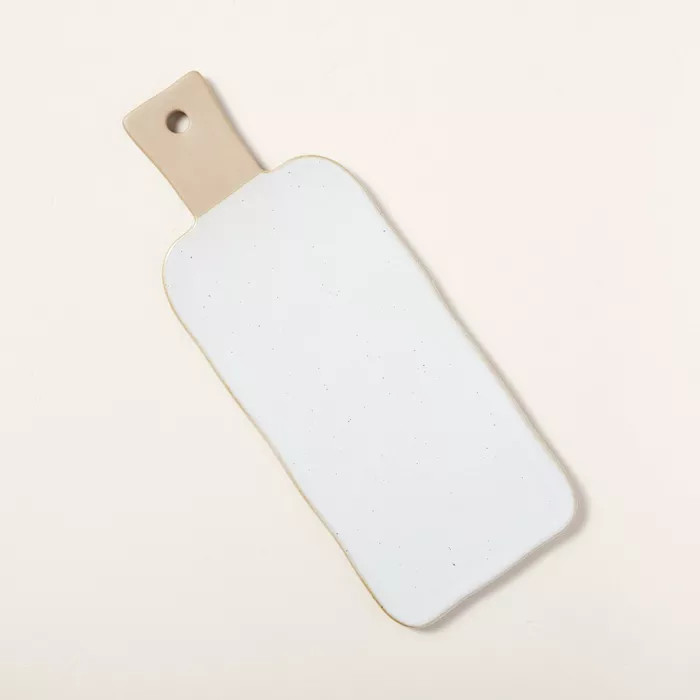 Glazed Stoneware Paddle Serve Board Speckled Sour Cream - Hearth & Hand™ with Magnolia | Target