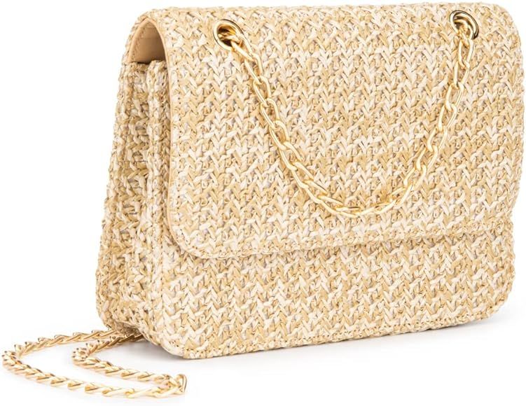 Olivia Miller Women's Fashion Theodore Natural Straw, Small Crossbody Bag w Convertible Strap, Ev... | Amazon (US)