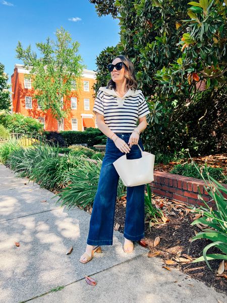 Summer striped sweater and wide leg jeans 

#LTKOver40