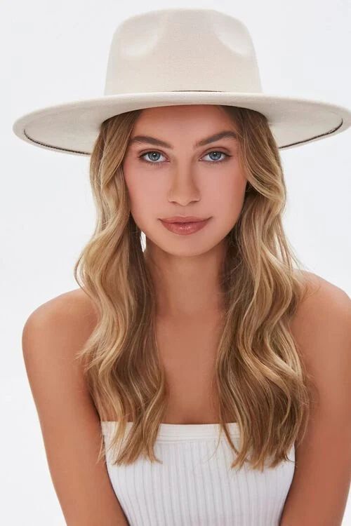 Brushed Faux Leather-Trim Fedora | Forever 21 (US)