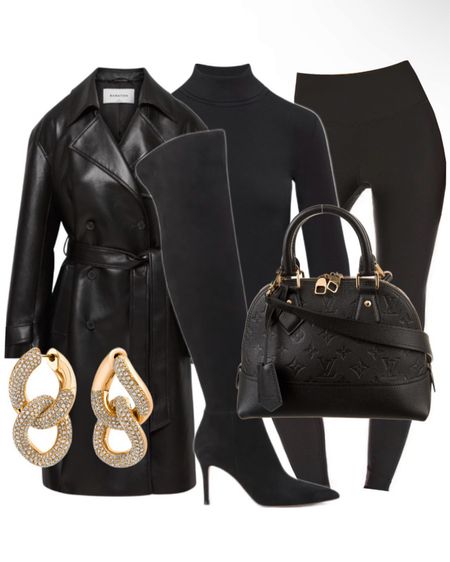 dress up leggings in an edgy way by pairing them with a faux leather trench and statement gold jewelry🔥🖤

#LTKfindsunder100 #LTKstyletip #LTKsalealert